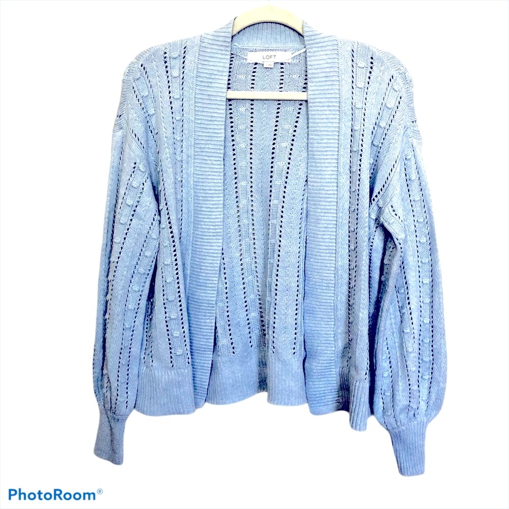 Loft cardigan baby blue bobble embroidery sweater